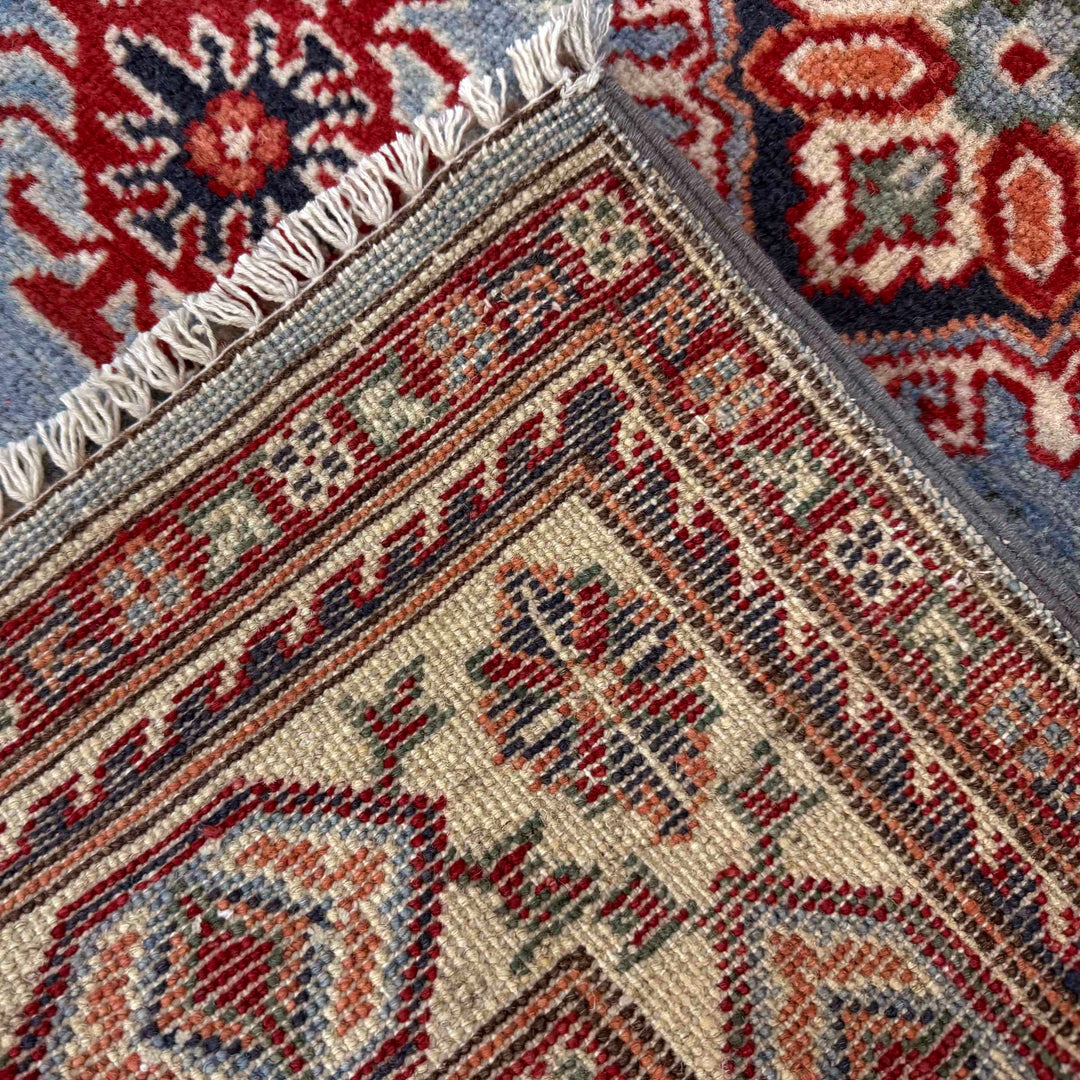 Blue Afghan Kazak Rug 3' 3" x 4' 11" Hand-Knotted | No. AL98296
