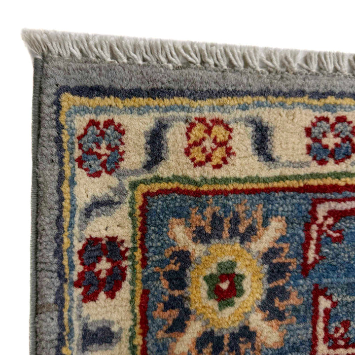 Gray Afghan Kazak Rug 3' 2" x 5' 1" Hand-Knotted | No. AL64311