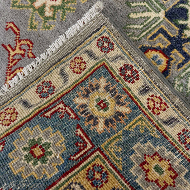 Gray Afghan Kazak Rug 3' 2" x 5' 1" Hand-Knotted | No. AL64311