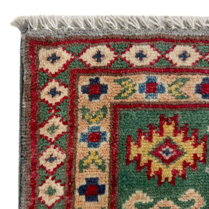 Gray Afghan Kazak Rug 3' 3" x 4' 9" Hand-Knotted | No. AL44855