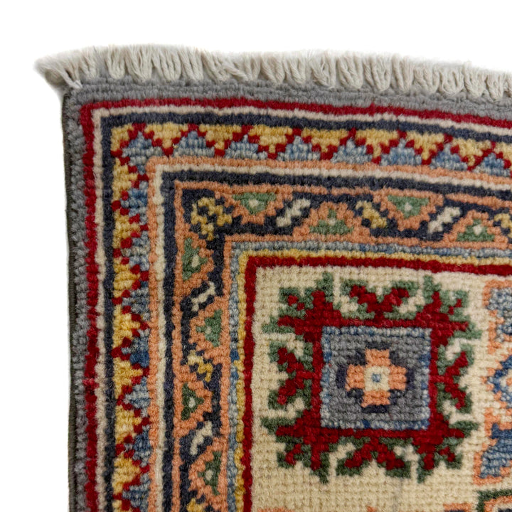 Blue Afghan Kazak Rug 3' 2" x 4' 5" Hand-Knotted pattern