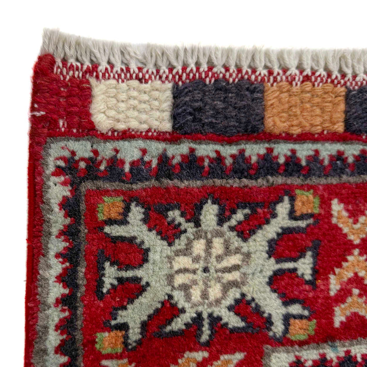 Blue Afghan Kazak Rug 3' 2" x 4' 9" Hand-Knotted | No. AL17304