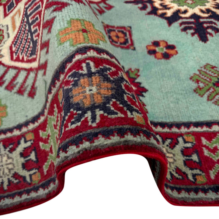 Blue Afghan Kazak Rug 3' 2" x 4' 9" Hand-Knotted | No. AL17304