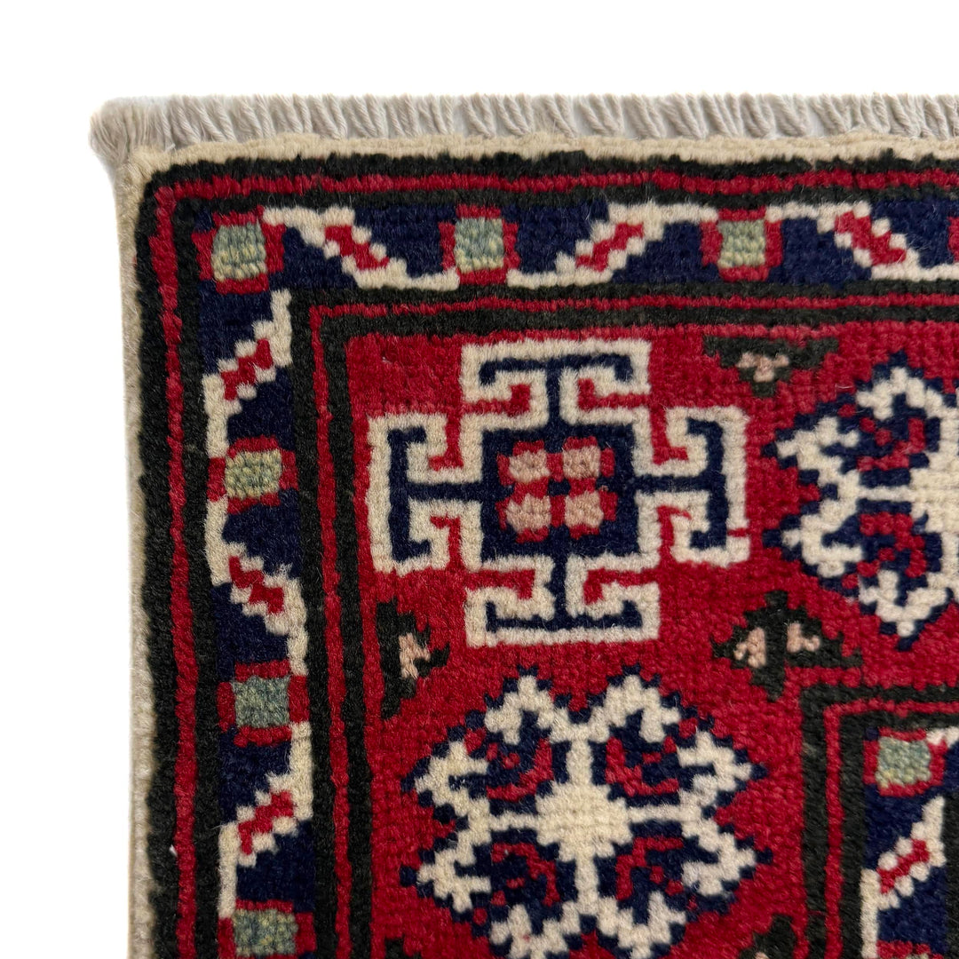 Beige Afghan Kazak Rug 3' 0" x 3' 10" Hand-Knotted | No. AL32672