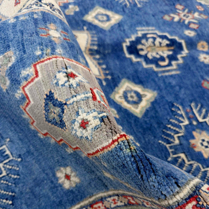 Blue Afghan Kazak Rug 3' 10" x 5' 11" Hand-Knotted | No. AL35400