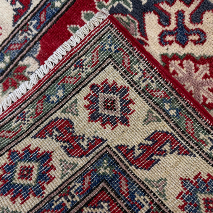 Red Afghan Kazak Rug 2' 7" x 4' 0" Hand-Knotted border