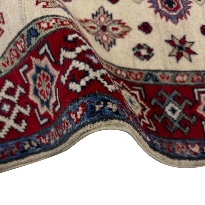 Beige Afghan Kazak Rug 2' 7" x 3' 8" Hand-Knotted | No. AL41335