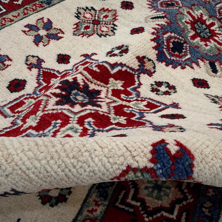 Beige Afghan Kazak Rug 2' 7" x 3' 8" Hand-Knotted | No. AL41335