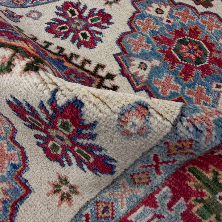 Beige Afghan Kazak Rug 2' 8" x 4' 2" Hand-Knotted | No. AL71630