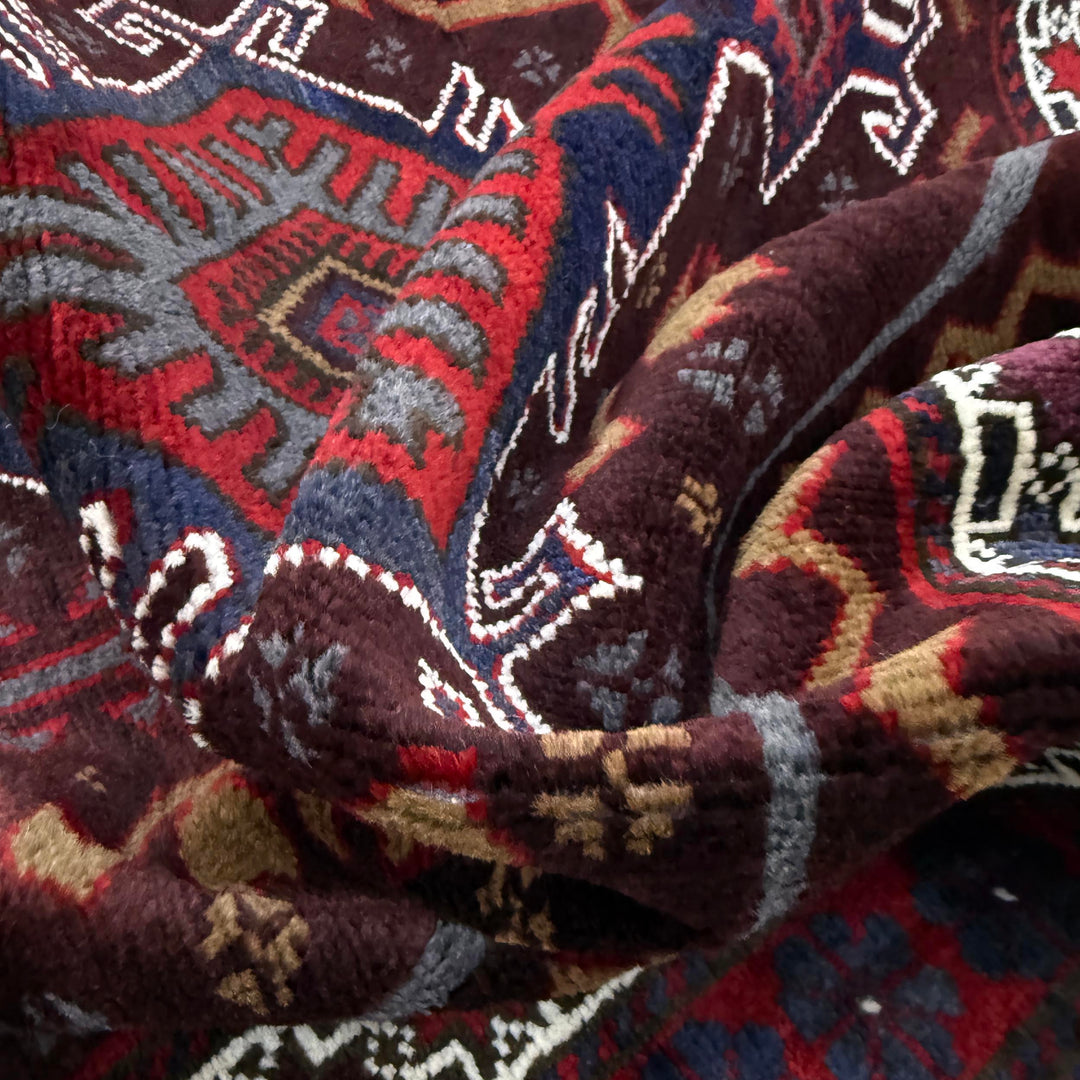Afghan Prayer Rug 2' 10" x 3' 11" Hand-Knotted texture
