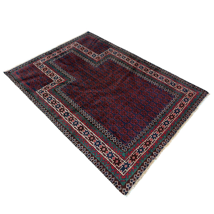 Red Afghan Prayer Rug 2' 11" x 4' 9" Hand-Knotted view
