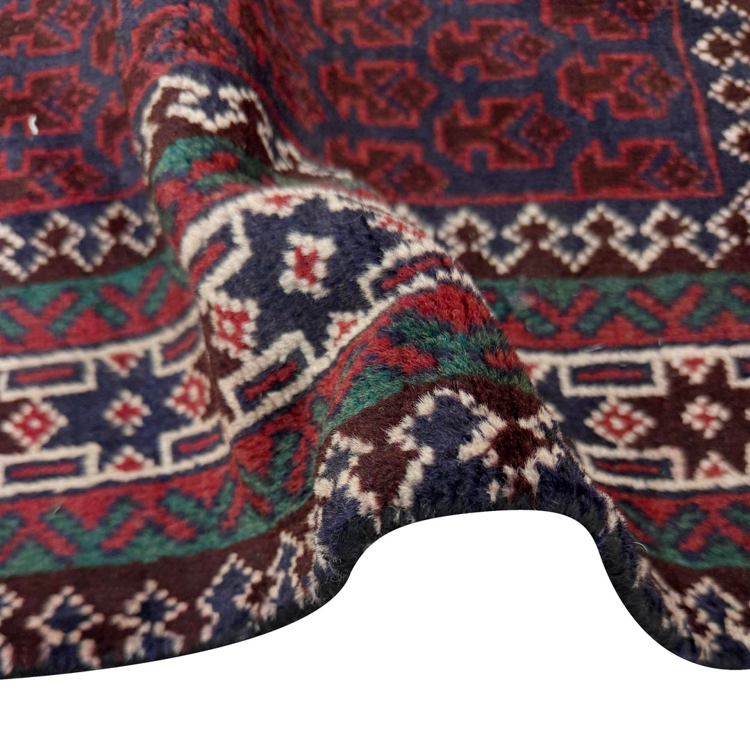 Red Afghan Prayer Rug 2' 11" x 4' 9" Hand-Knotted field