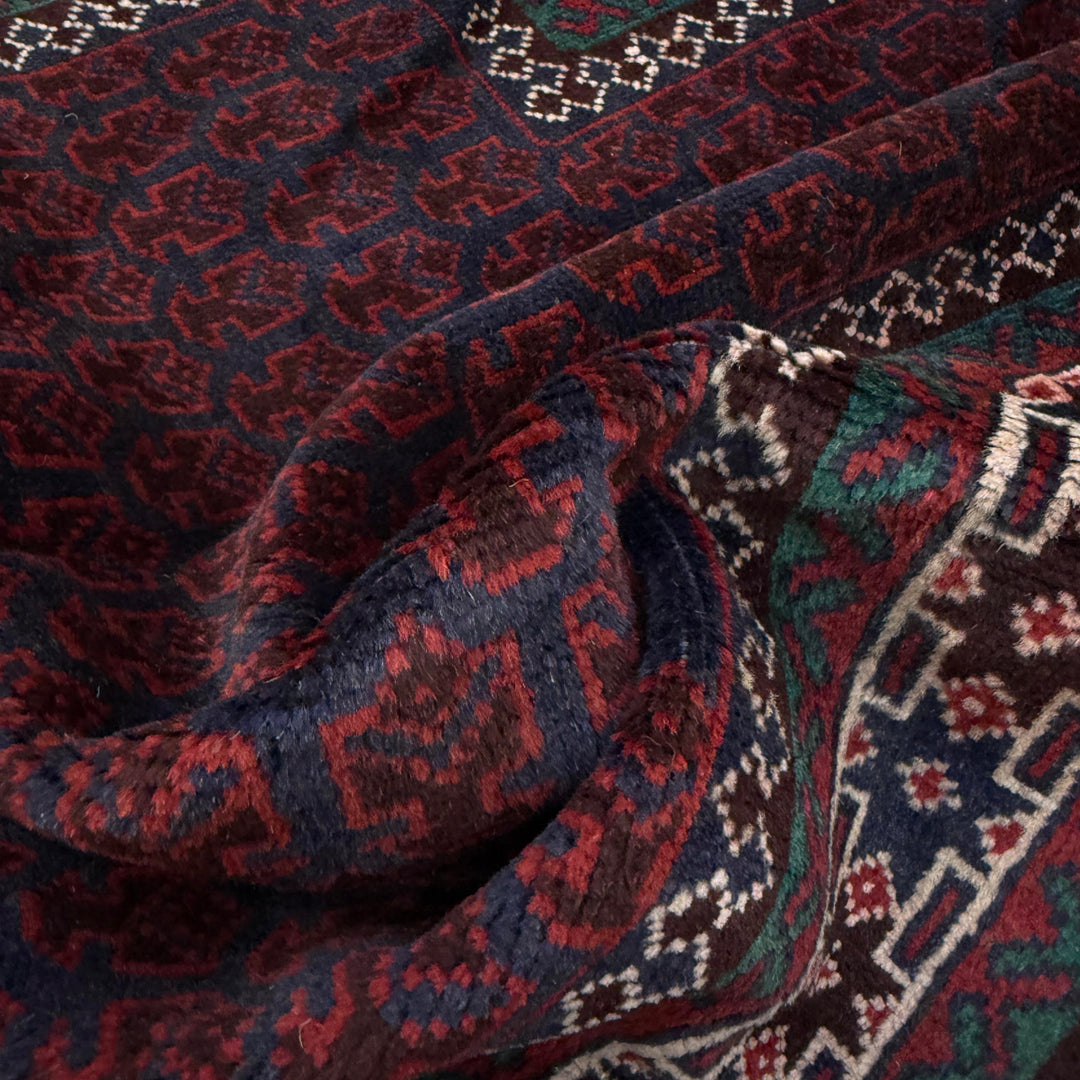 Red Afghan Prayer Rug 2' 11" x 4' 9" Hand-Knotted texture