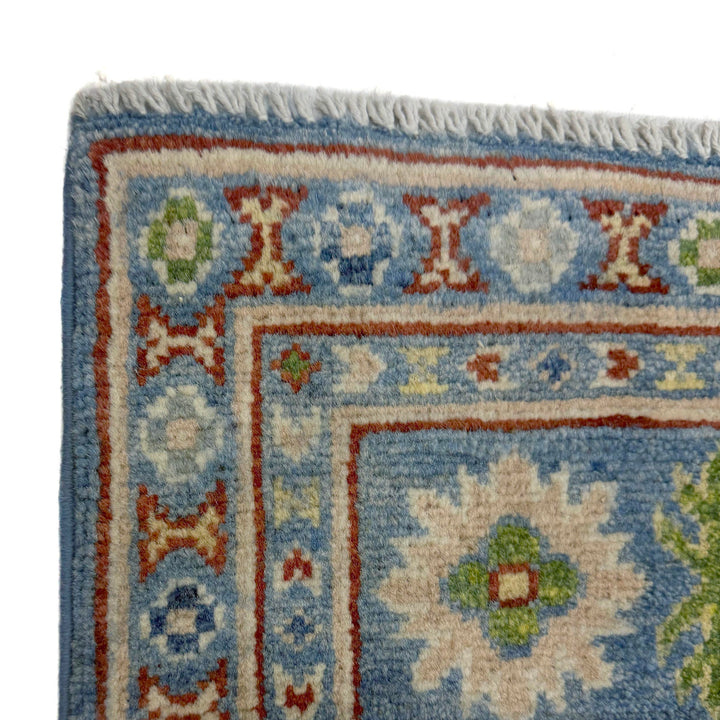 Blue Afghan Kazak Rug 4' 8" x 6' 11" Hand-Knotted | No. AL57216