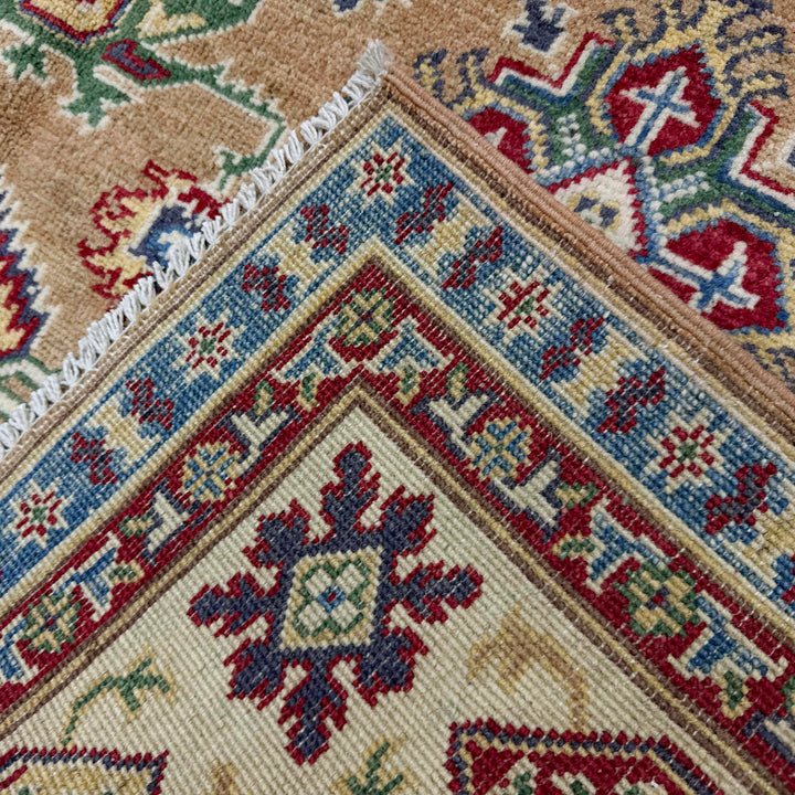 Orange Afghan Kazak Rug 5' 1" x 6' 7" Hand-Knotted | No. AL38780