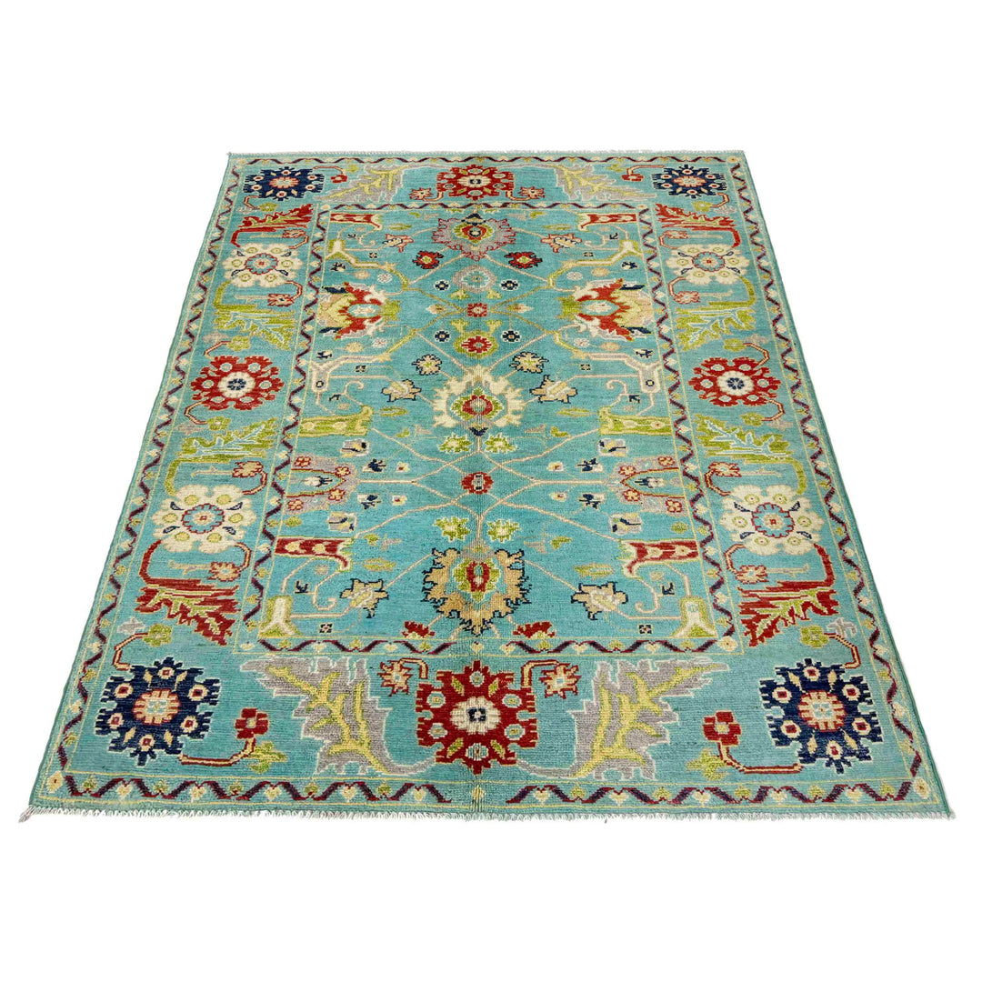 Blue Afghan Sultani Rug 4' 0" x 5' 8" Hand-Knotted | No. AL18739