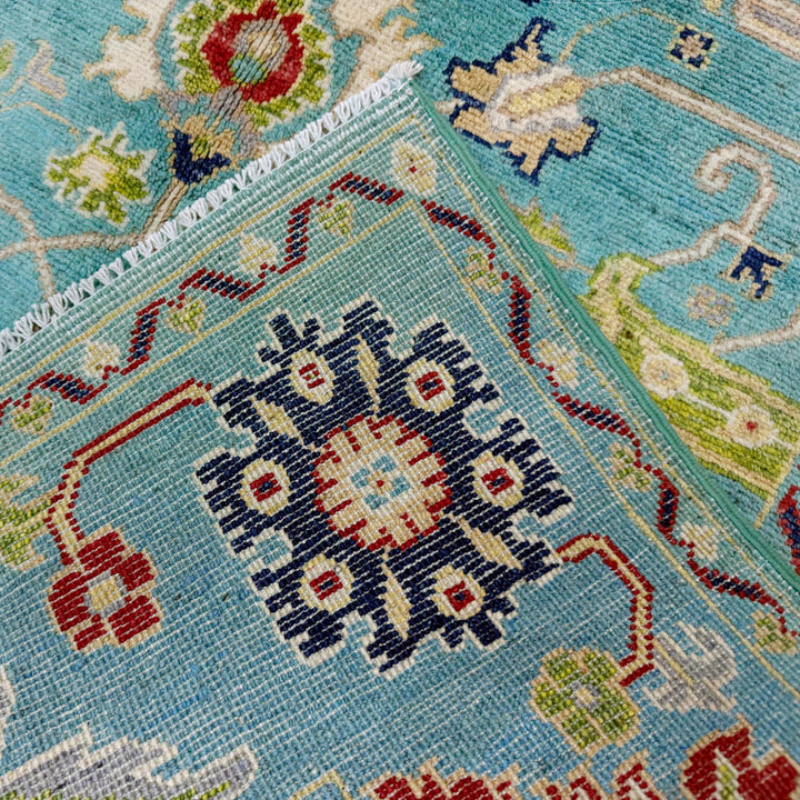 Blue Afghan Sultani Rug 4' 0" x 5' 8" Hand-Knotted | No. AL18739