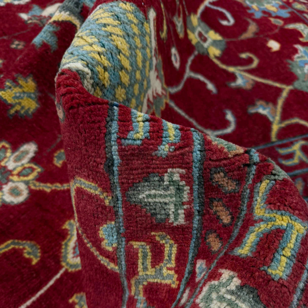 Red Afghan Sultani Rug 4' 1" x 6' 2" Hand-Knotted texture