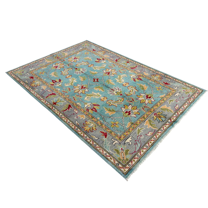 Blue Afghan Sultani Rug 4' 11" x 6' 4" Hand-Knotted view