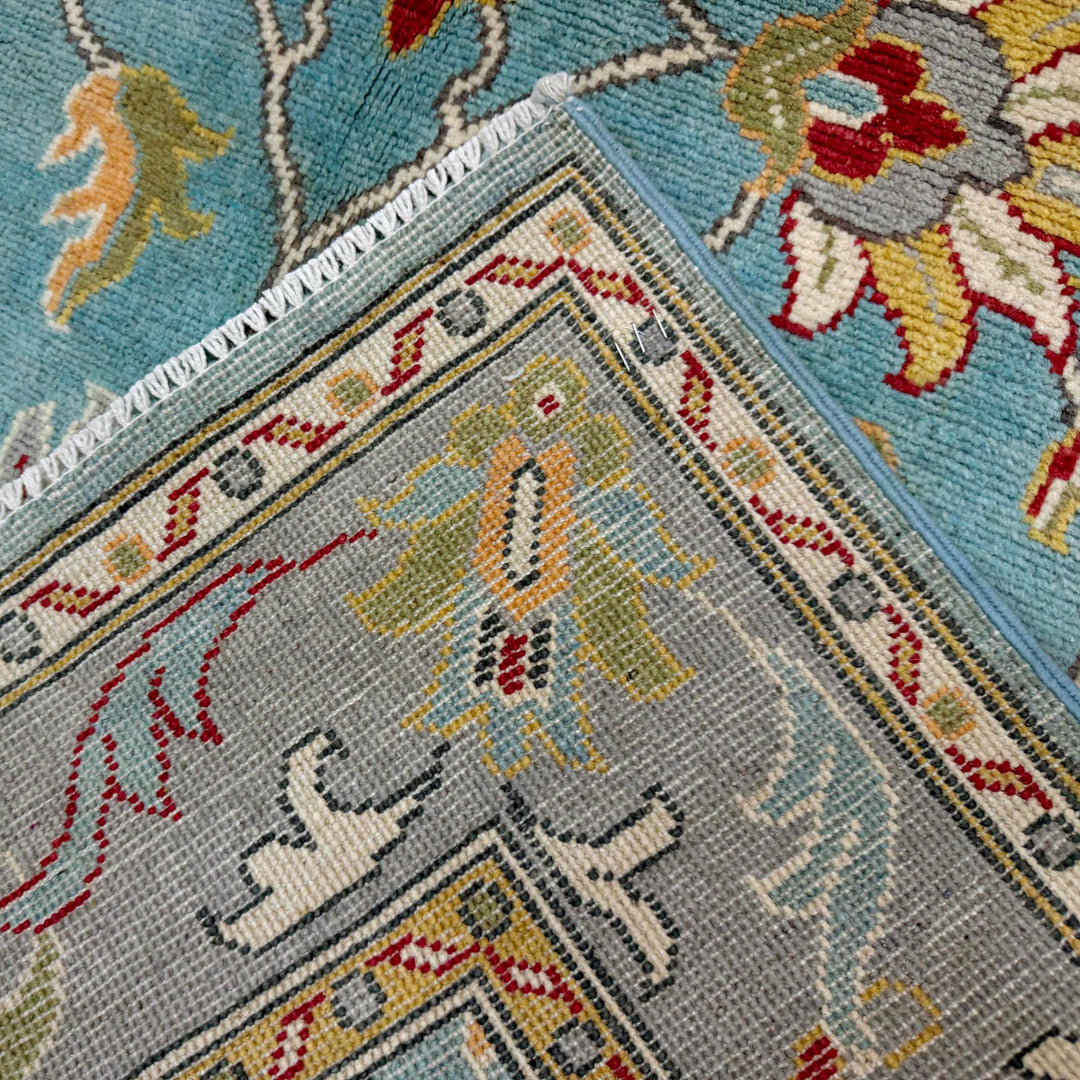 Blue Afghan Sultani Rug 4' 11" x 6' 4" Hand-Knotted border