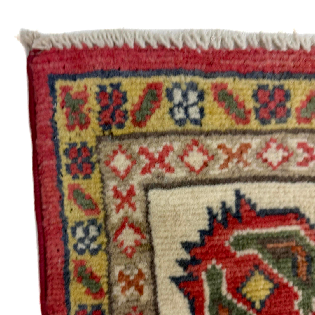 Red Afghan Kazak Rug 4' 11" x 6' 4" Hand-Knotted pattern