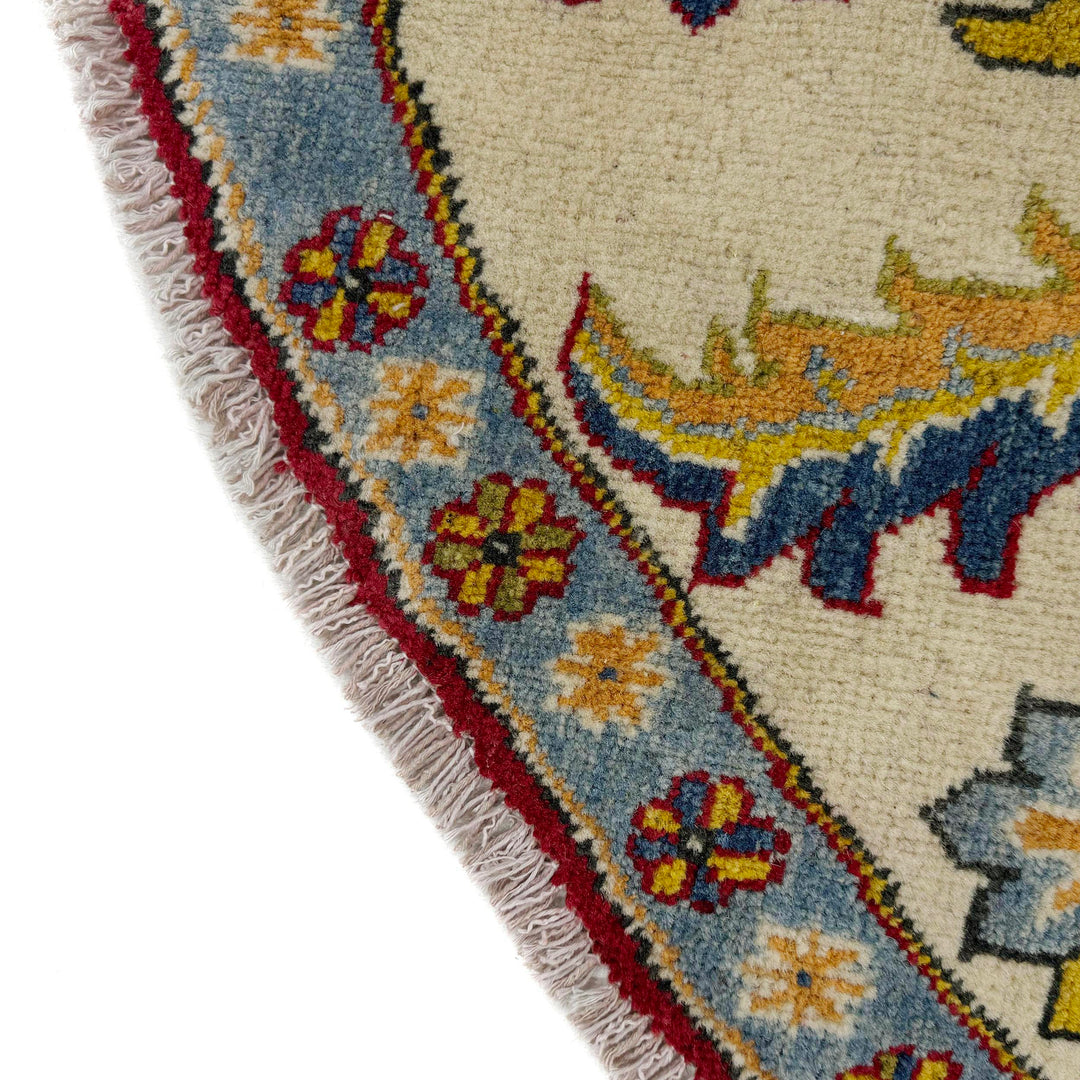 Red Afghan Kazak Rug 7' 10" x 7' 7" Hand-Knotted | No. AL52640