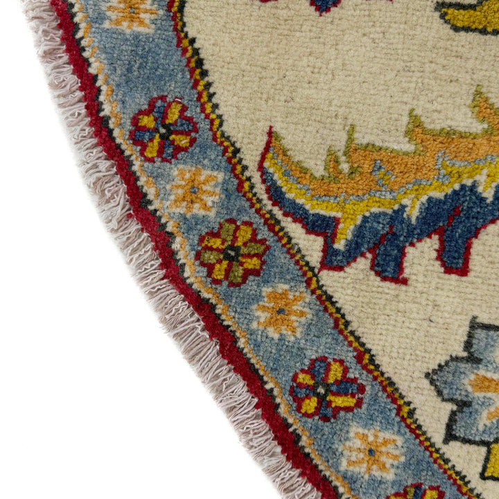 Red Afghan Kazak Rug 7' 10" x 7' 7" Hand-Knotted | No. AL52640