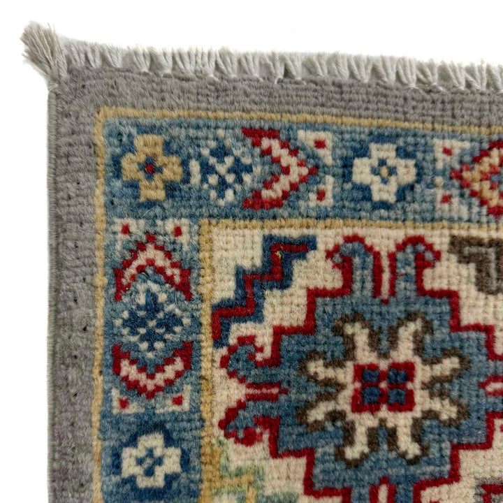 Gray Afghan Kazak Rug 3' 11" x 5' 10" Hand-Knotted | No. AL10957