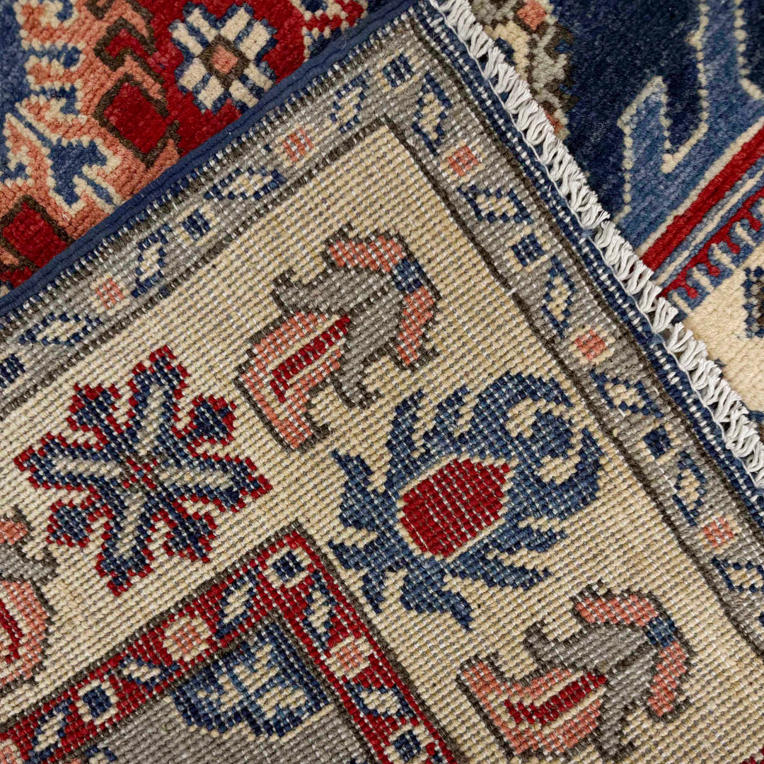 Afghan Kazak Rug 3' 11" x 6' 6" Hand-Knotted border