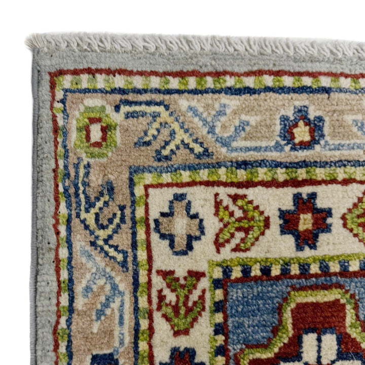 Gray Afghan Kazak Rug 5' 5" x 7' 10" Hand-Knotted pattern
