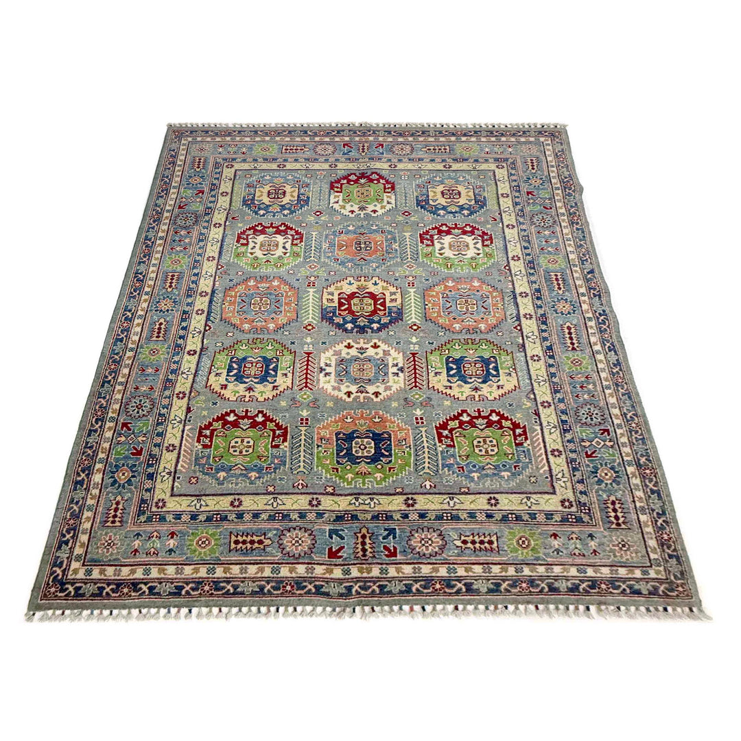 Afghan Waziri Rug 5'6" x 8'4" Hand-Knotted detail