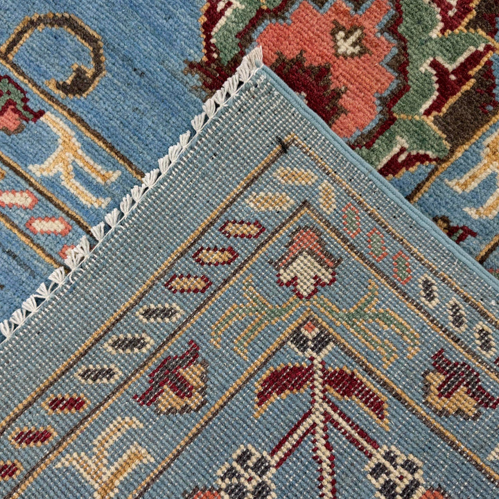 Blue Afghan Sultani Rug 5' 7" x 7' 8" Hand-Knotted border