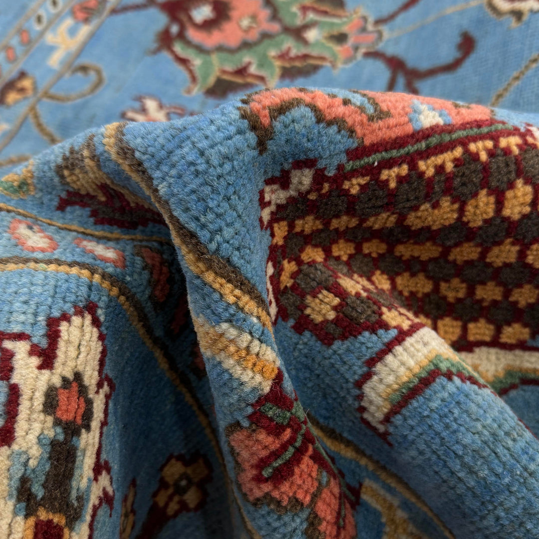 Blue Afghan Sultani Rug 5' 7" x 7' 8" Hand-Knotted field
