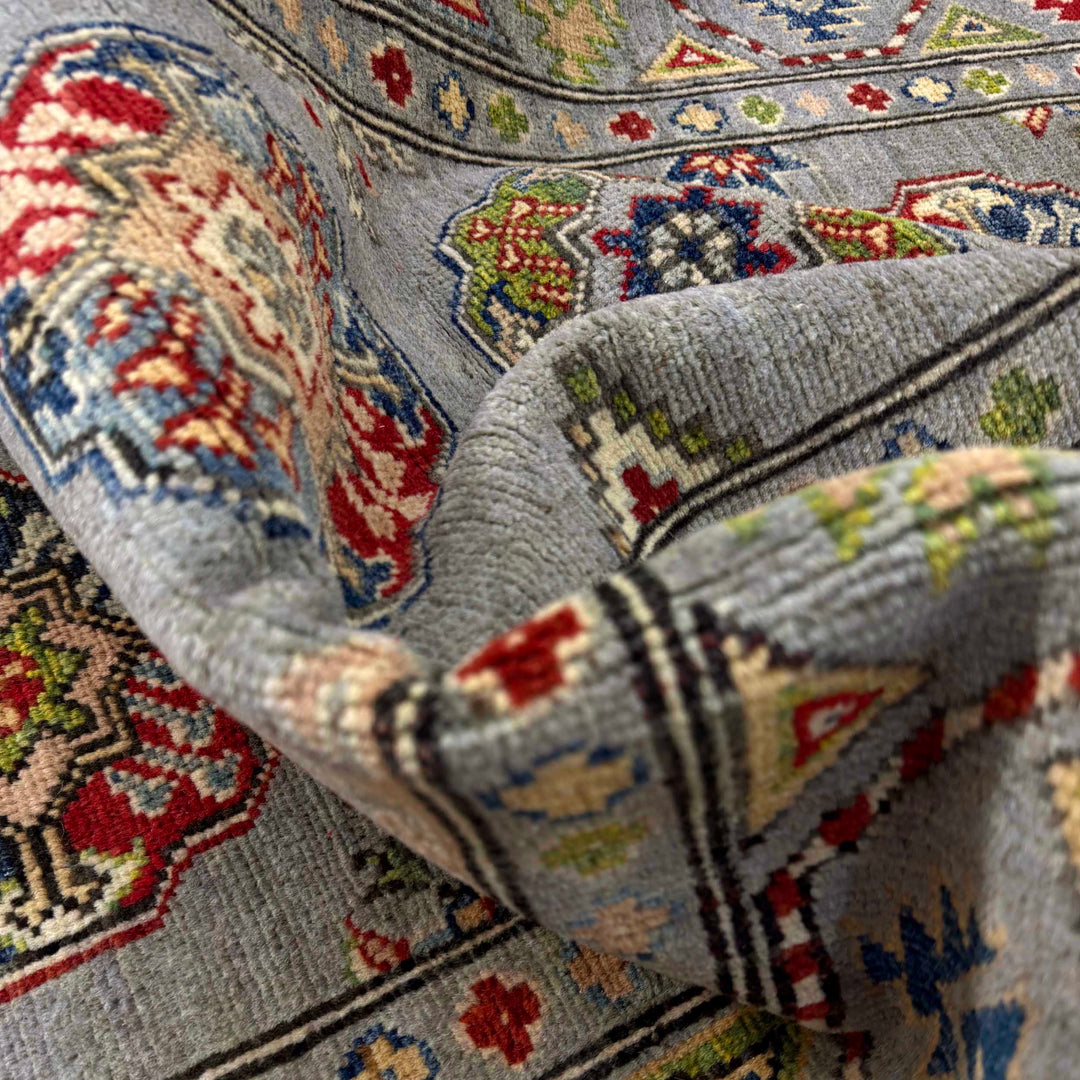Gray Afghan Waziri Rug 2' 8" x 9' 7" Hand-Knotted texture