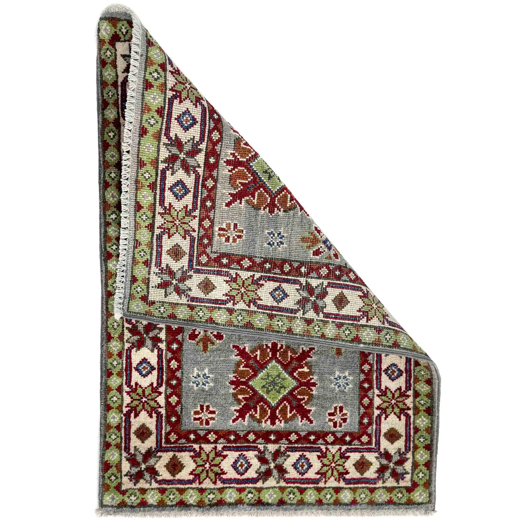 Gray Afghan Kazak Rug 2' 0" x 3' 0" Hand-Knotted | No. AL32553