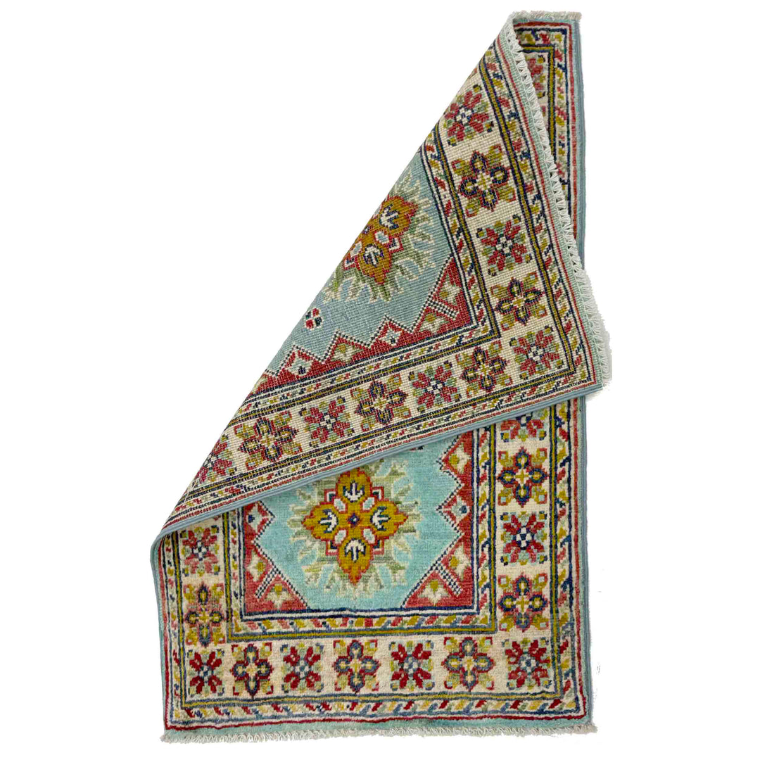 Blue Afghan Kazak Rug 1' 11" x 3' 0" Hand-Knotted | No. AL87001