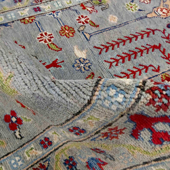 Gray Afghan Kazak Runner Rug 2' 9" x 9' 9" Hand-Knotted texture