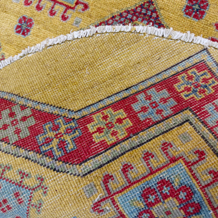Afghan Kazak Rug 3' 2" x 3' 3" Hand-Knotted border