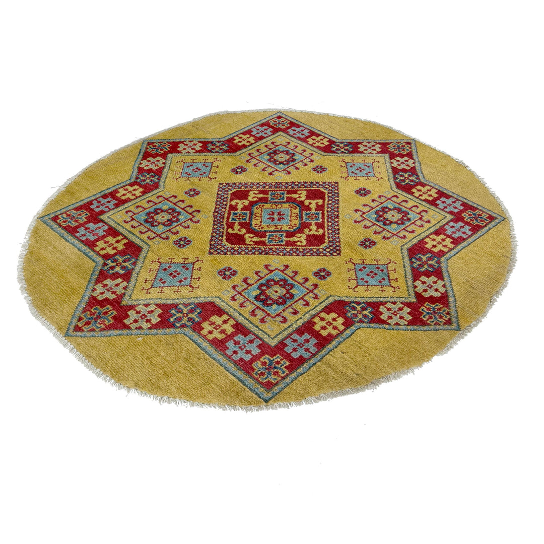 Afghan Kazak Rug 3' 2" x 3' 3" Hand-Knotted | No. AL97938