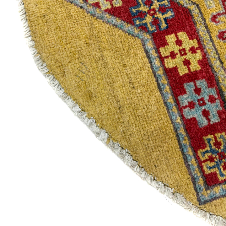 Afghan Kazak Rug 3' 2" x 3' 3" Hand-Knotted | No. AL97938