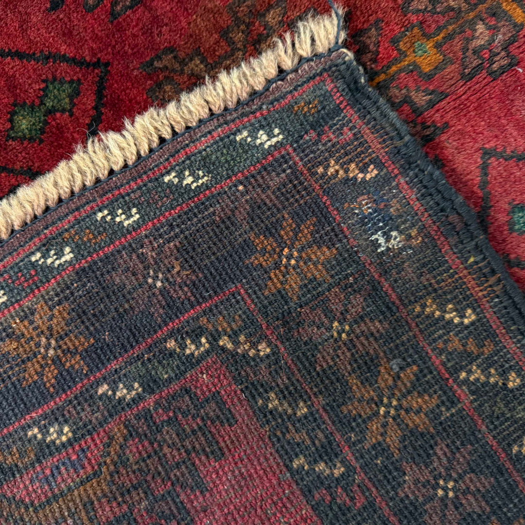 Red Afghan Baluchi Rug 2' 10" x 4' 4" Hand-Knotted | No. AL50649