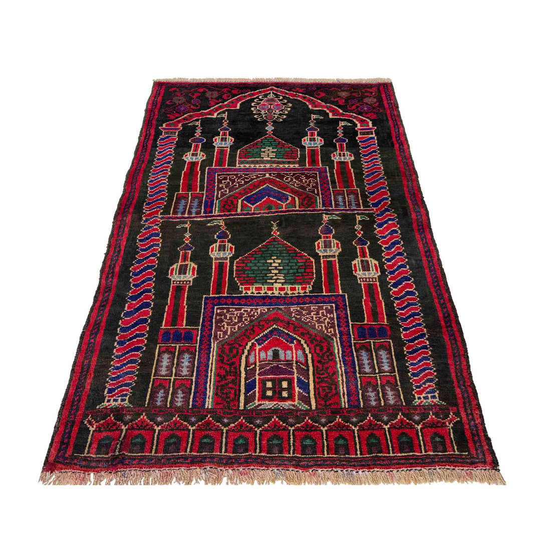 Afghan Prayer Rug 2' 6" x 3' 9" Hand-Knotted | No. AL46814