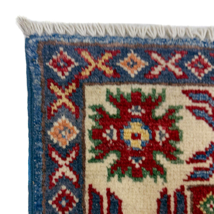 Blue Afghan Kazak Rug 2' 8" x 4' 0" Hand-Knotted | No. AL31326