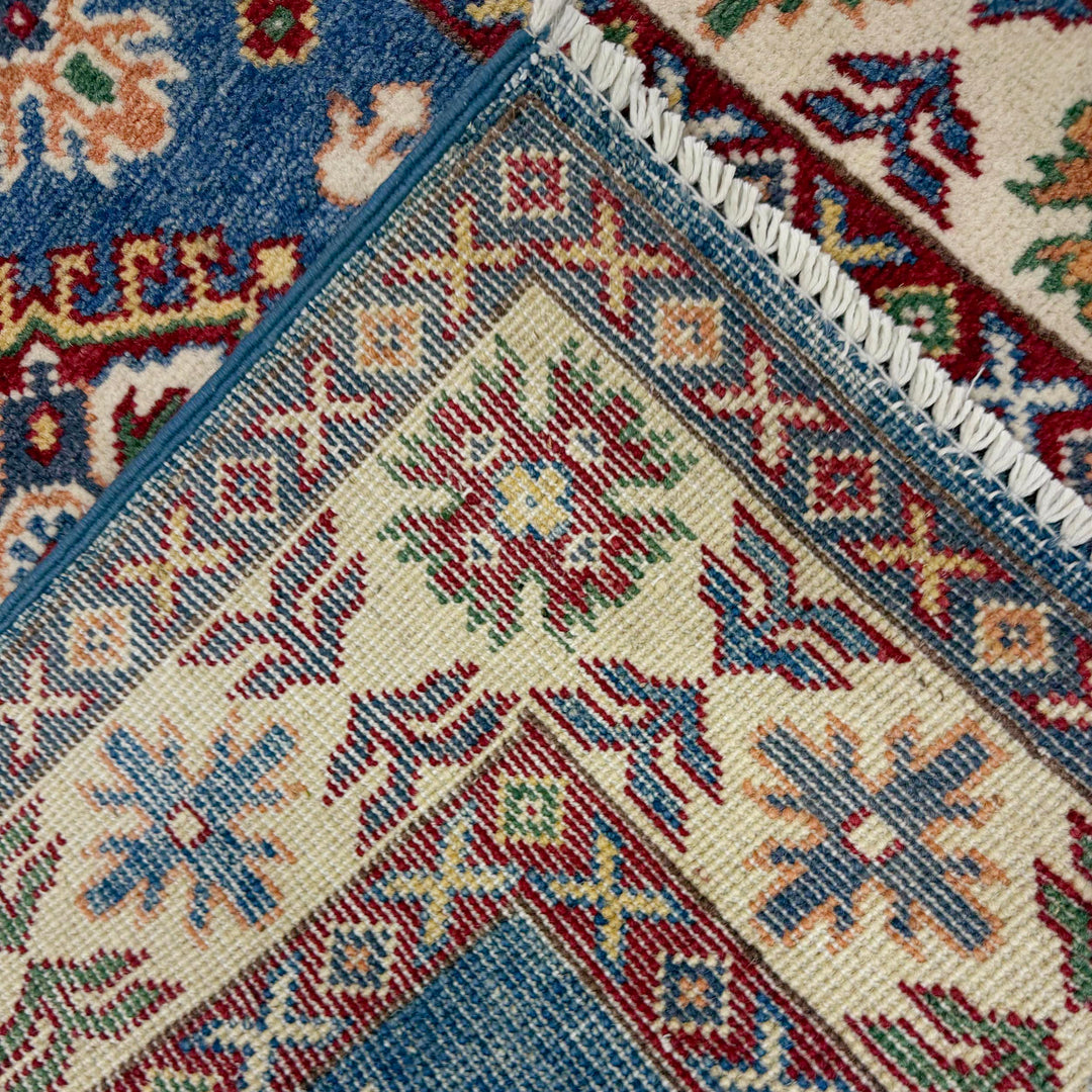 Blue Afghan Kazak Rug 2' 8" x 4' 0" Hand-Knotted | No. AL31326