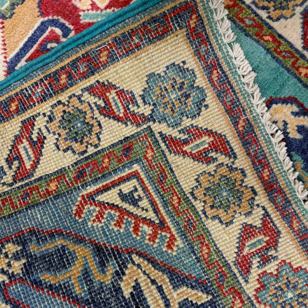 Blue Afghan Kazak Rug 2' 8" x 4' 0" Hand-Knotted | No. AL69783