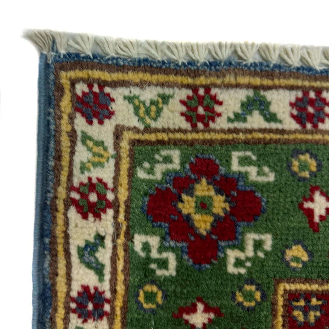 Blue Afghan Kazak Rug 2' 7" x 3' 11" Hand-Knotted | No. AL46724