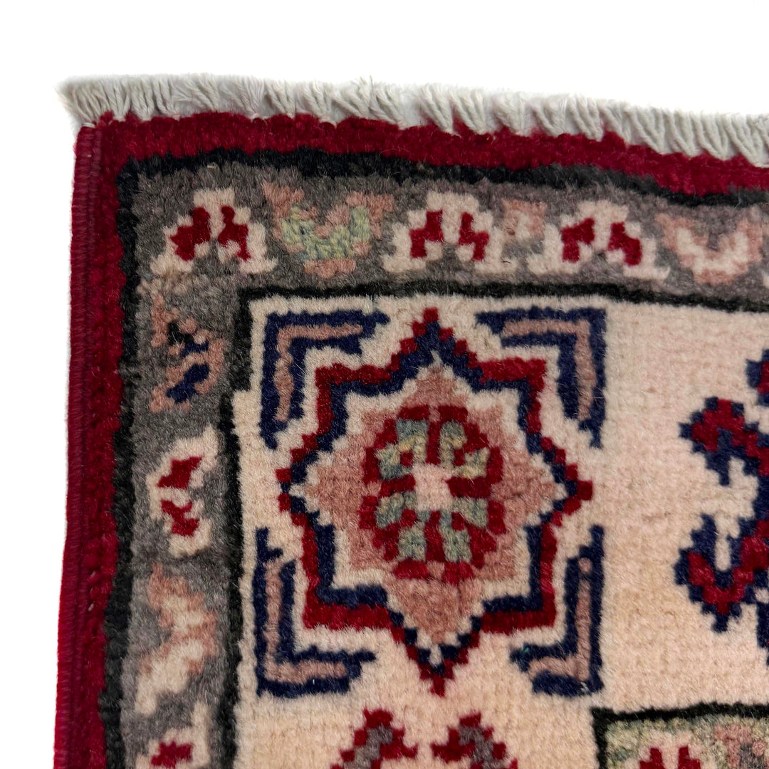 Red Afghan Kazak Rug 2' 7" x 4' 0" Hand-Knotted pattern