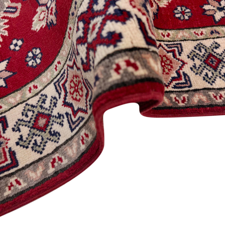 Red Afghan Kazak Rug 2' 7" x 4' 0" Hand-Knotted field