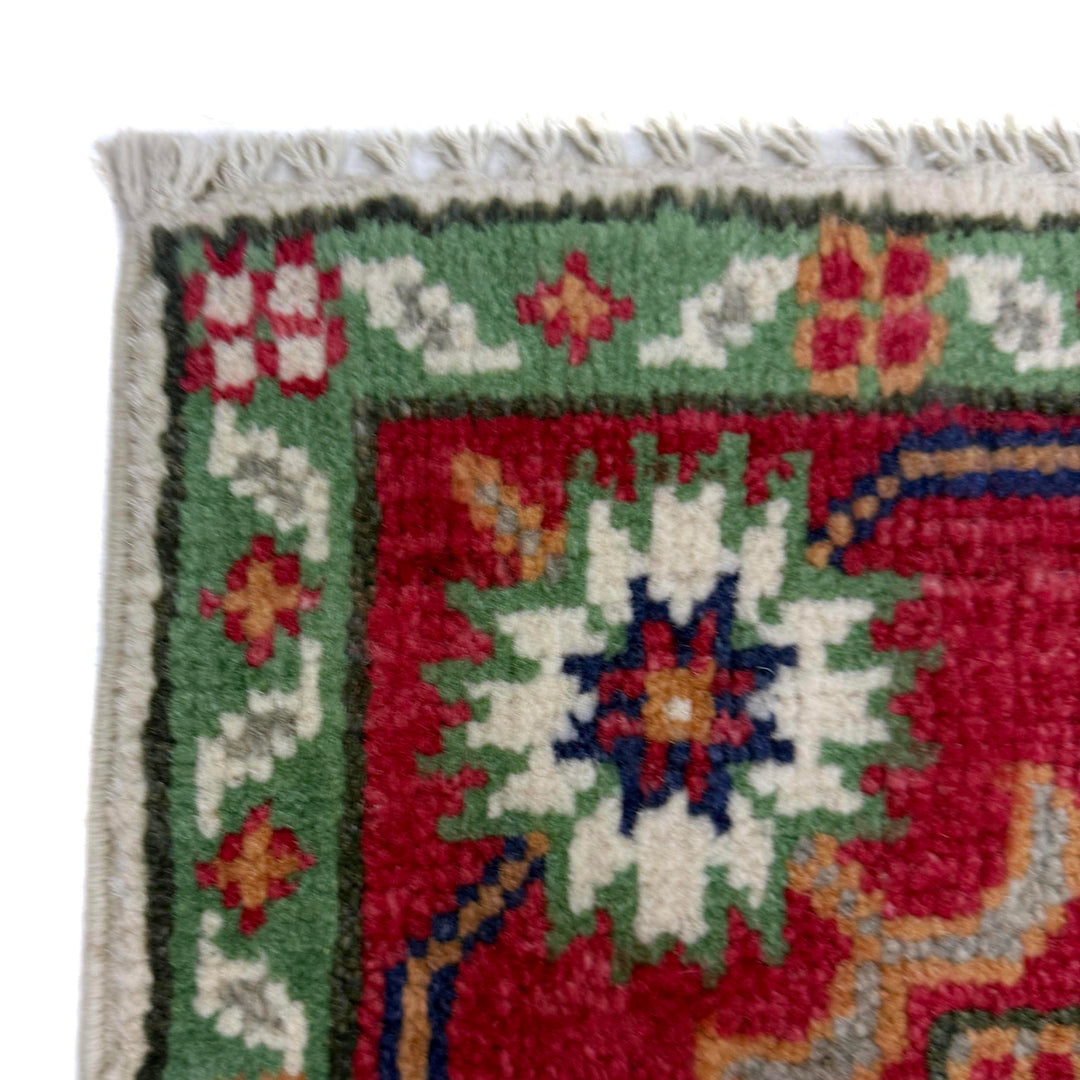 Beige Afghan Kazak Rug 2' 11" x 4' 1" Hand-Knotted | No. AL14061