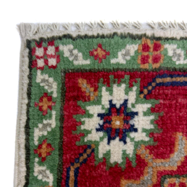 Beige Afghan Kazak Rug 2' 11" x 4' 1" Hand-Knotted | No. AL14061
